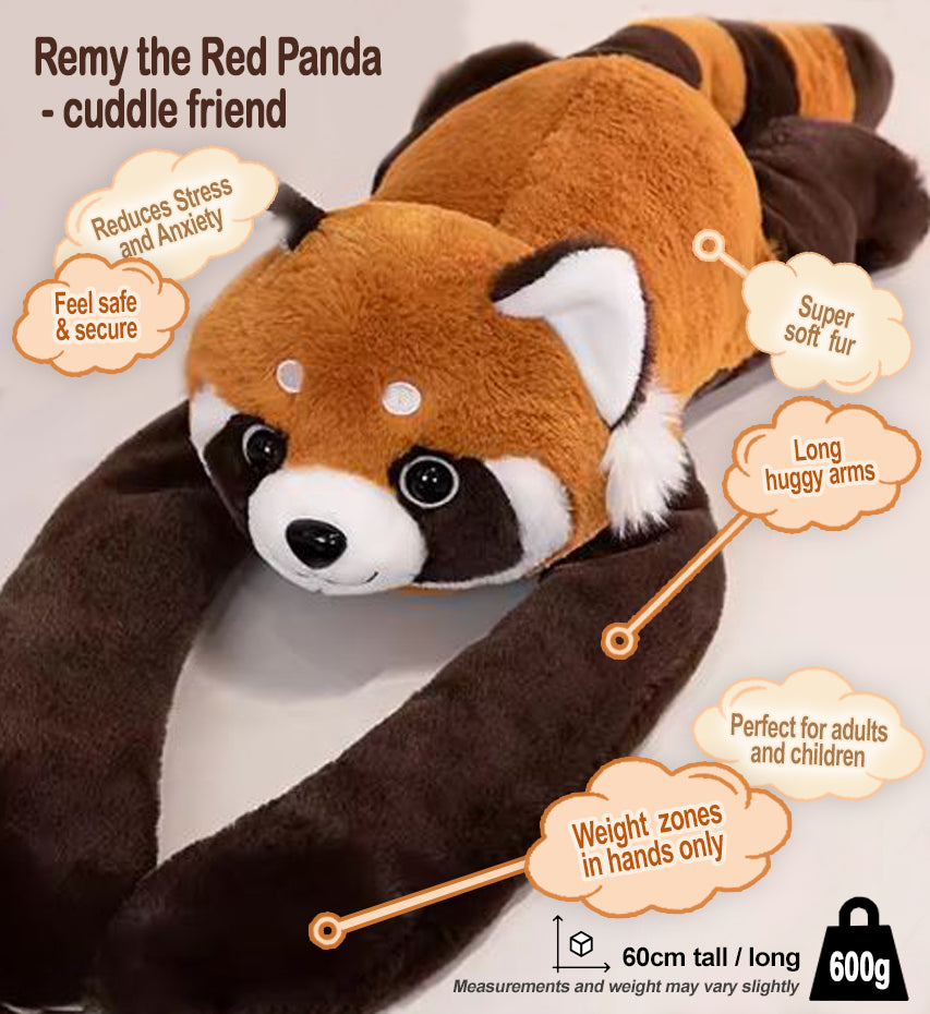 Remy the Red Panda - long armed, large weighted sensory plush toy - Cuddle Therapy Friend