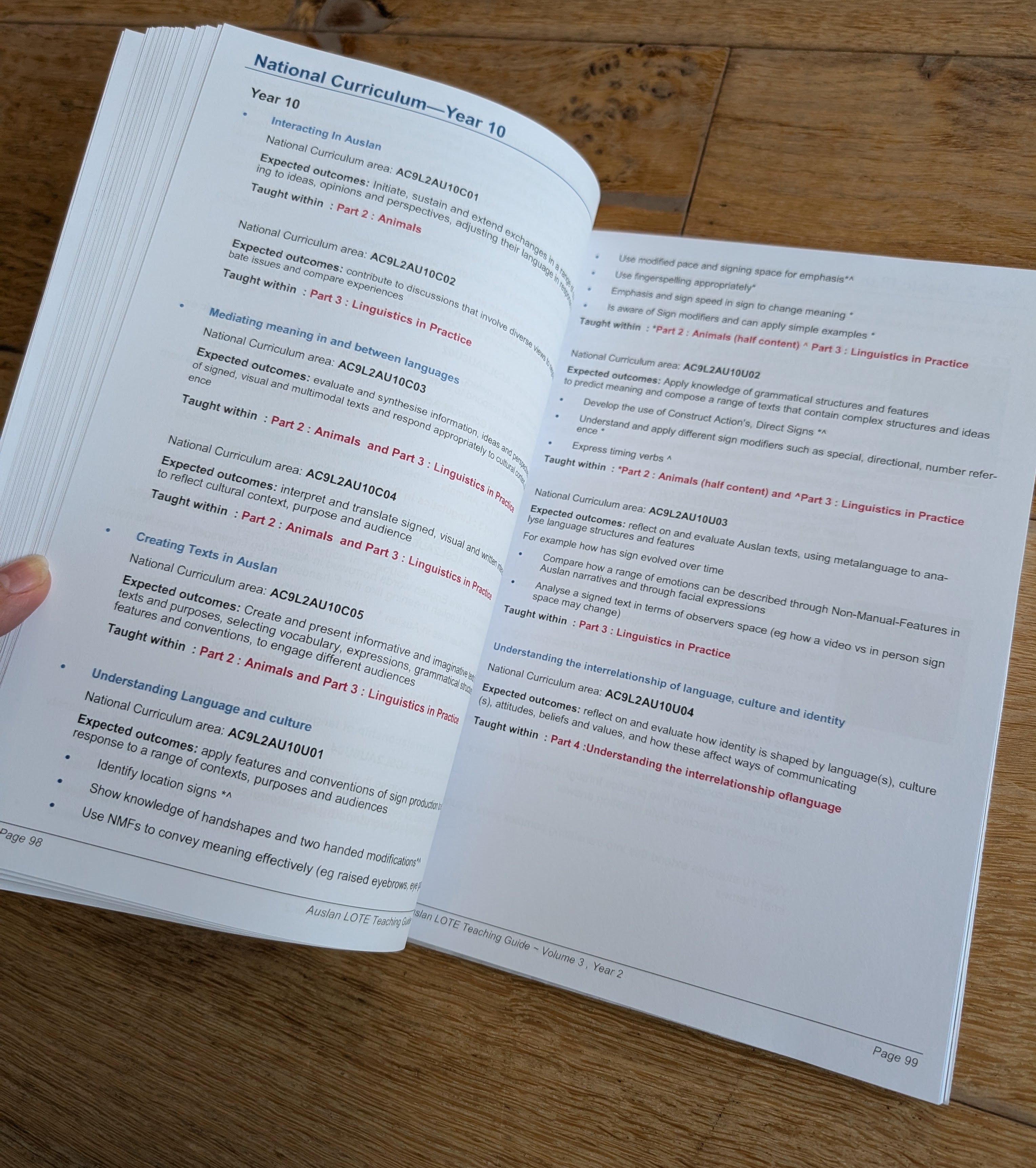 Auslan (Language) Teaching Guide - Volume 3 for Grades 5-6 OR Years 9-10