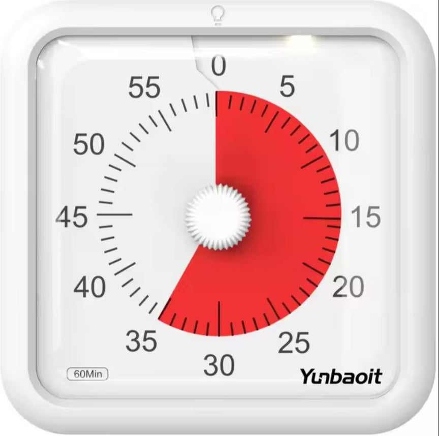 Visual Timer with red disc (160mm square) (Battery Operated)