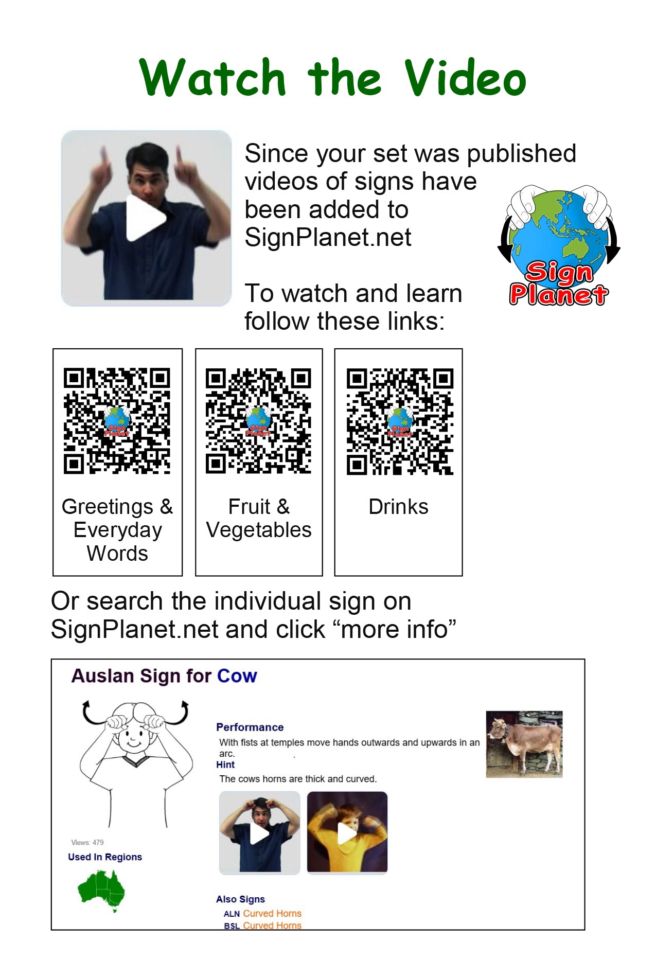 Auslan Childrens Flash Cards 1 - Greetings and General Communication