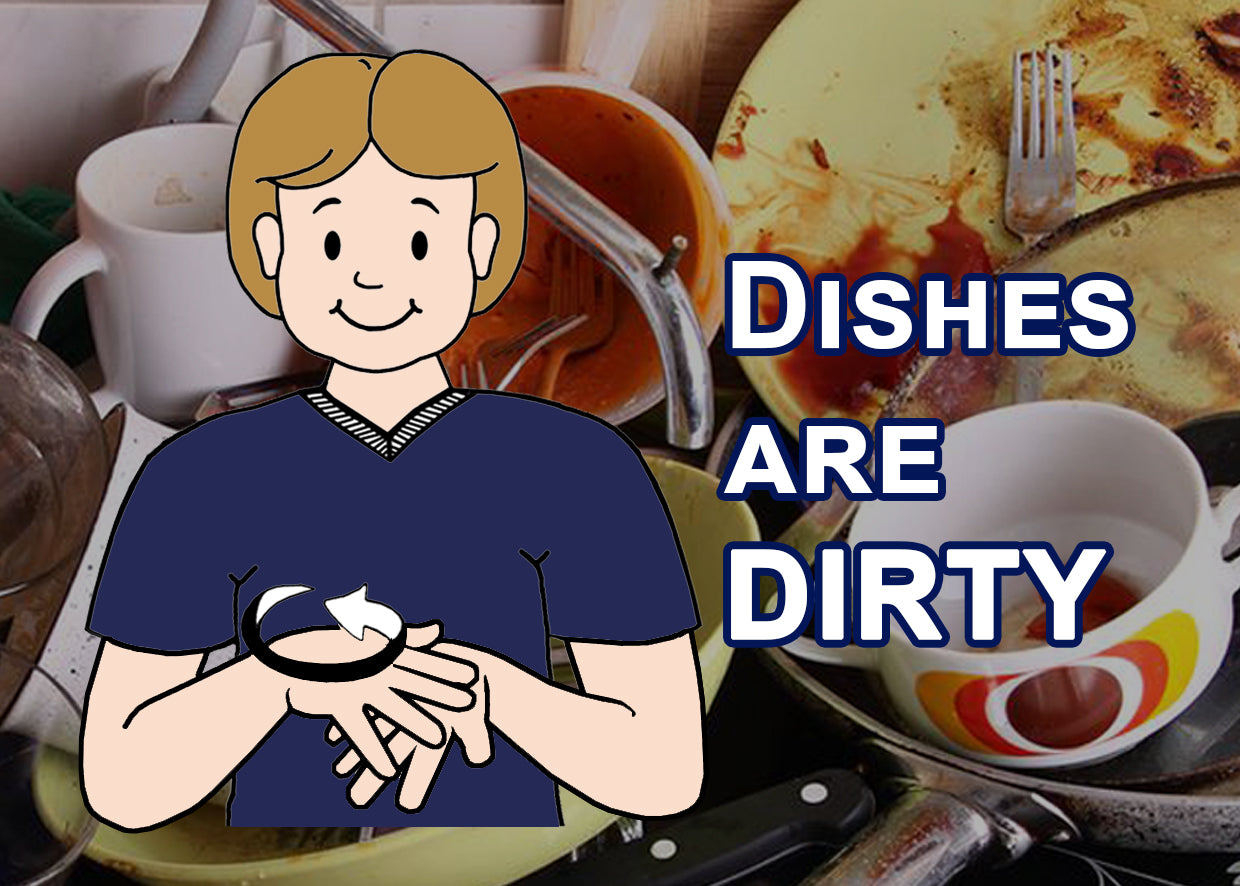 Double sided Dishwasher Magnet : Dirty Clean in Auslan.
