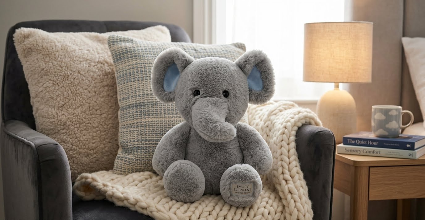 Emory Elephant - weighted sensory plush toy - Cuddle Therapy Friend