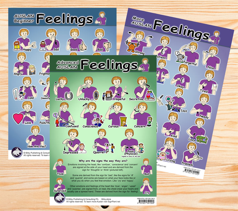 Auslan (Australian Sign Language) Feelings  Posters (A3)