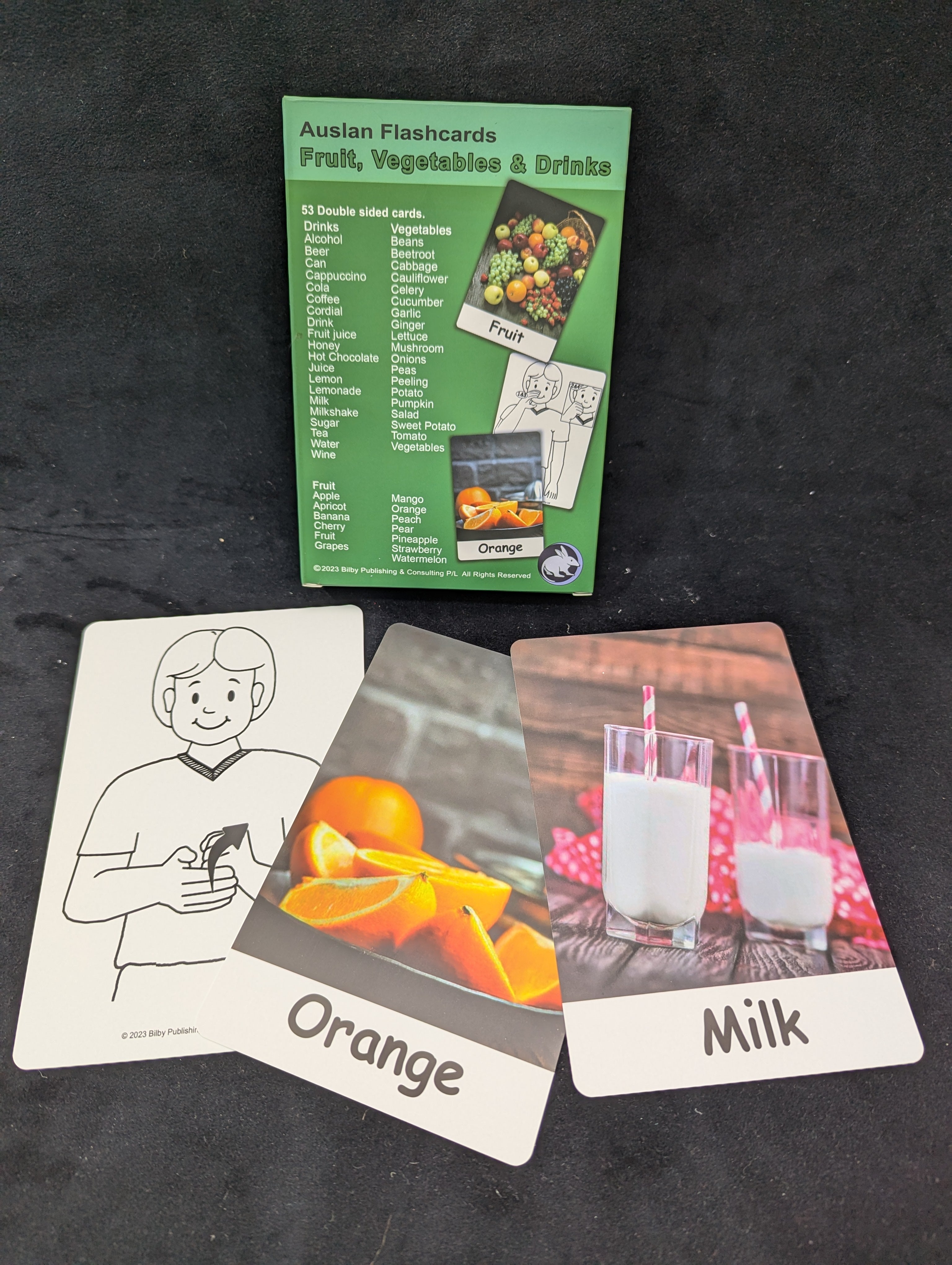 Auslan Flash Cards - Fruits, Vegetables, Drinks