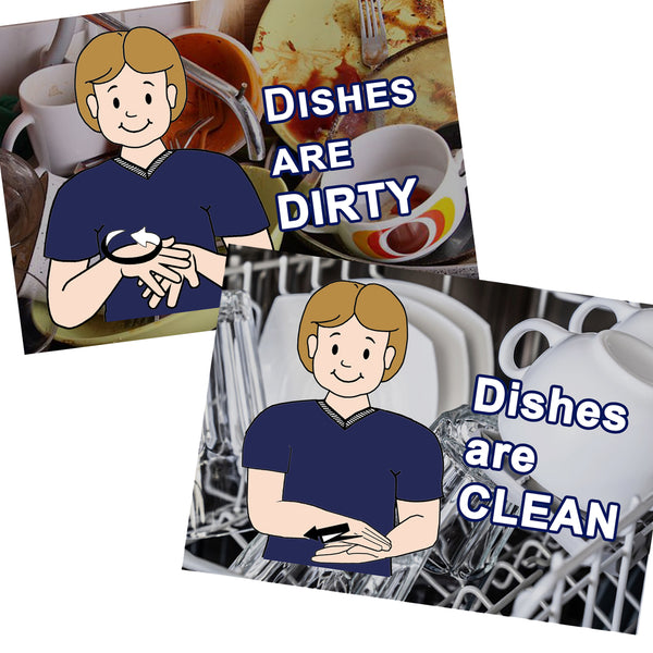Double sided Dishwasher Magnet : Dirty Clean in Auslan. XMas sale