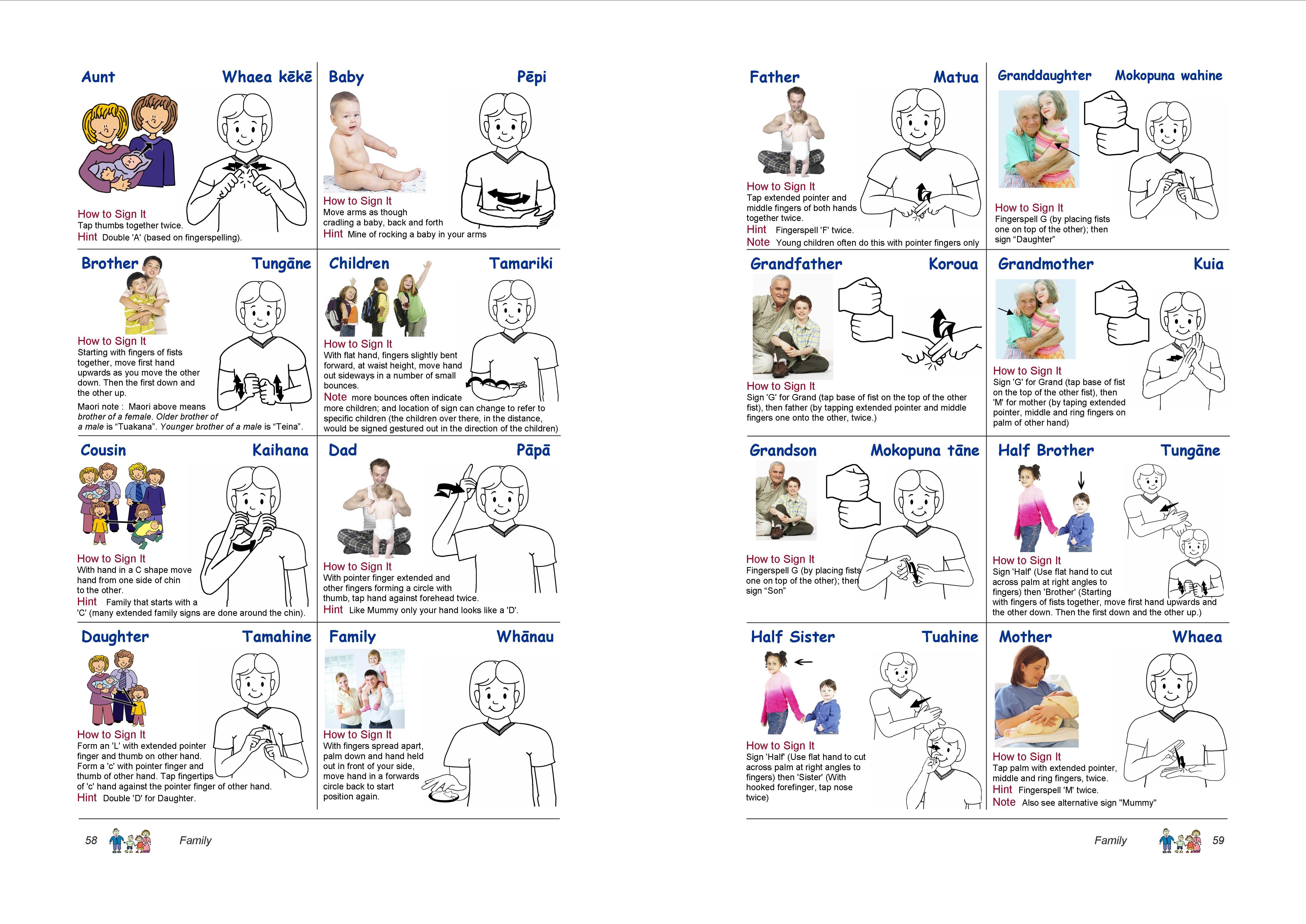 New Zealand Sign Language NZSL - English - Maori Children's Picture Dictionary