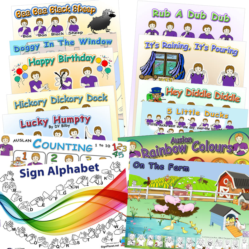 Auslan (Australian Sign Language) Nursery Rhyme poster sets