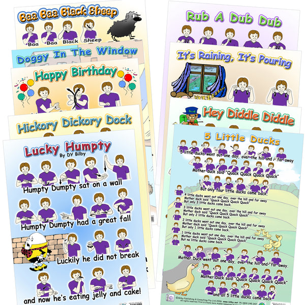 Auslan (Australian Sign Language) Nursery Rhyme poster sets