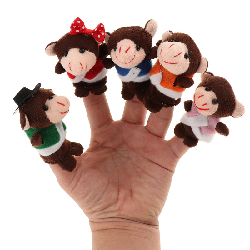 5 Little Monkey Finger Puppets in waist coats