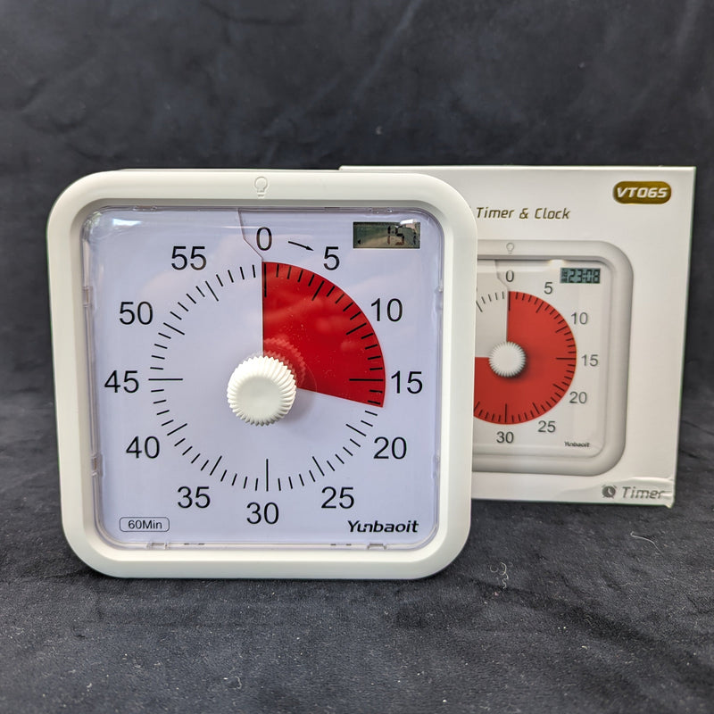 Visual Timer with red disc (160mm square) (Battery Operated)