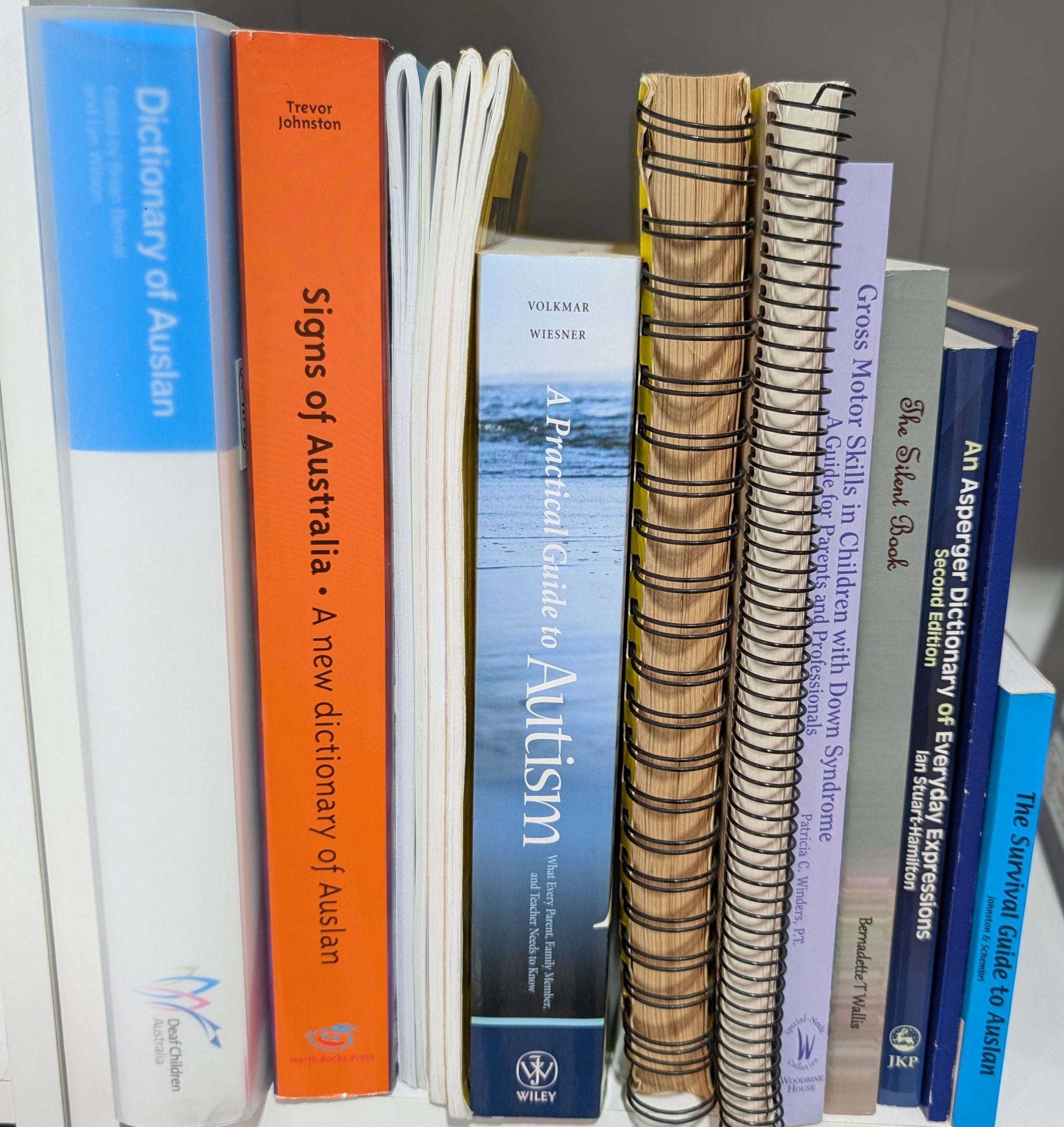 Selection of ex demo Auslan (Australian sign language) and Autism reference books