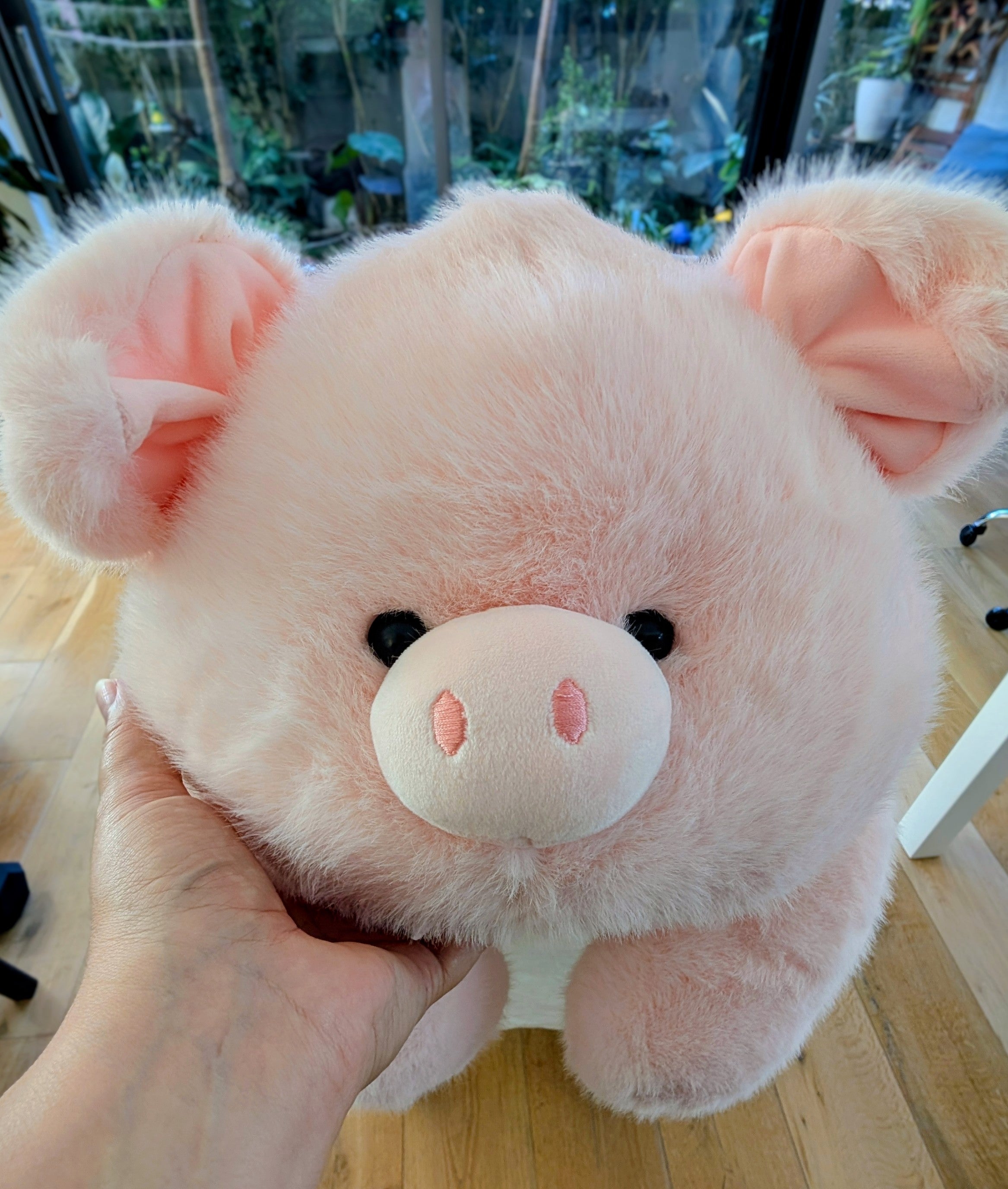 Pudgy Pig the long armed weighted sensory cuddle friend