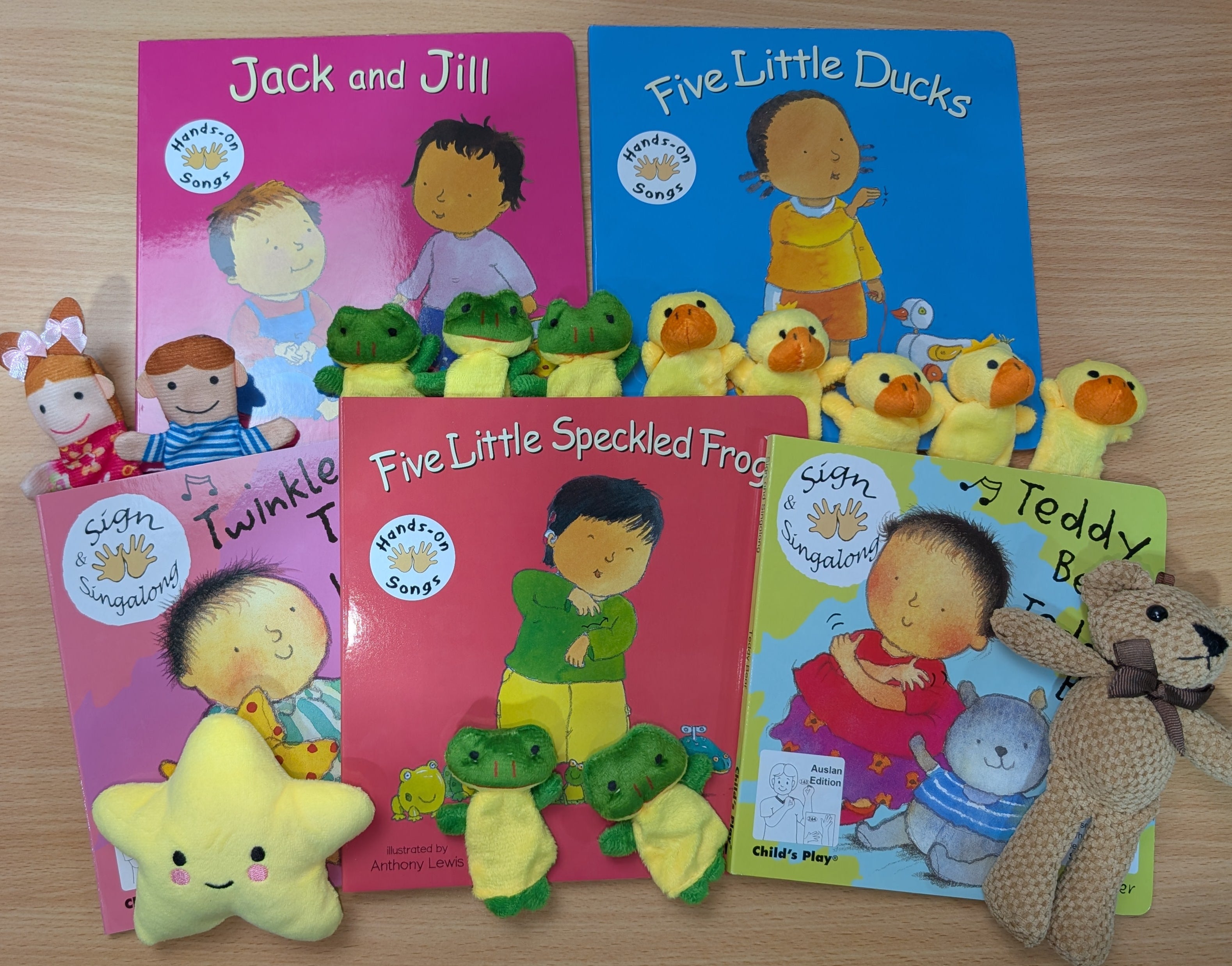 Set of Auslan board books and puppets
