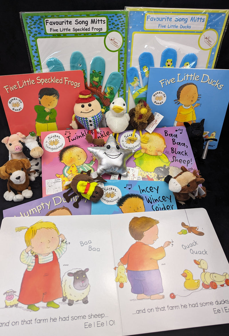 Auslan Nursery Rhyme board book and puppet set