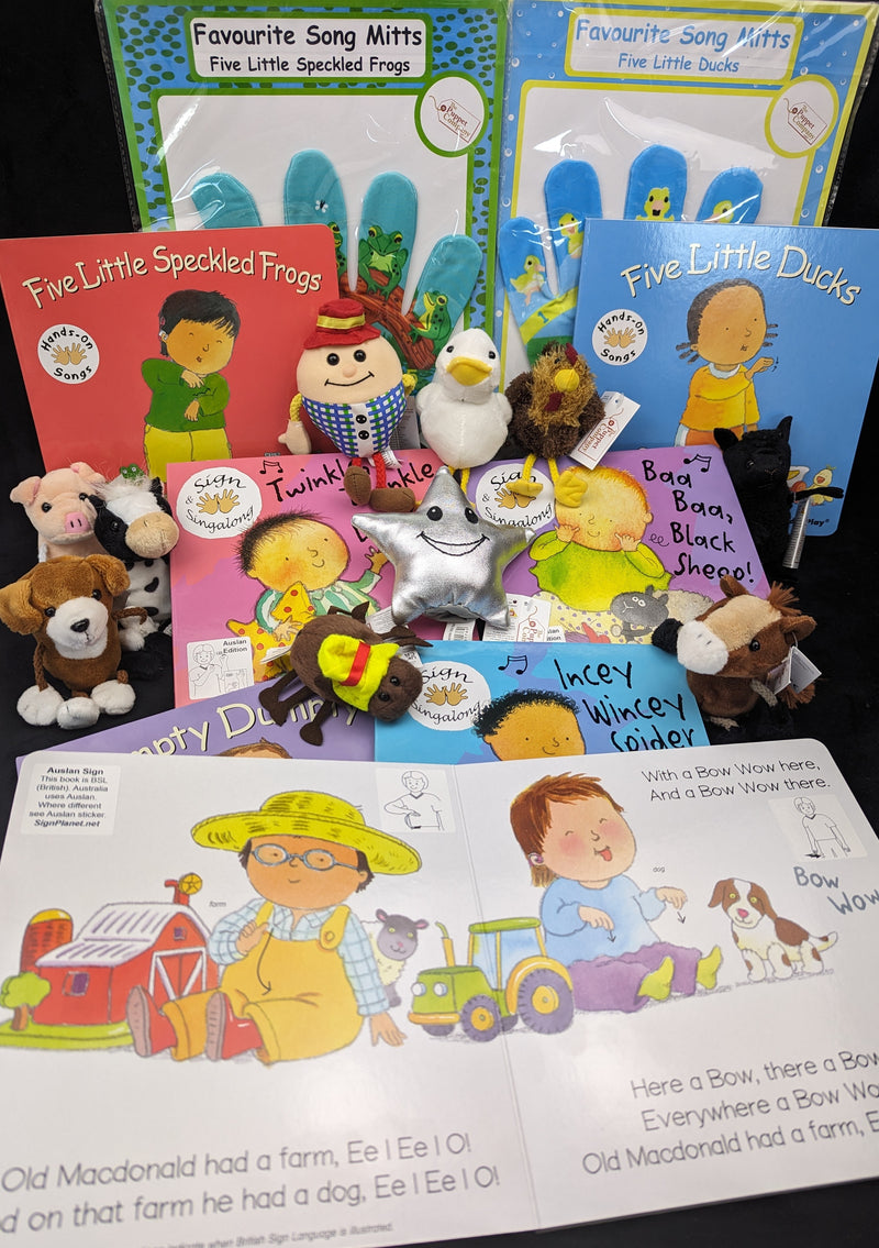 Auslan Nursery Rhyme board book and puppet set