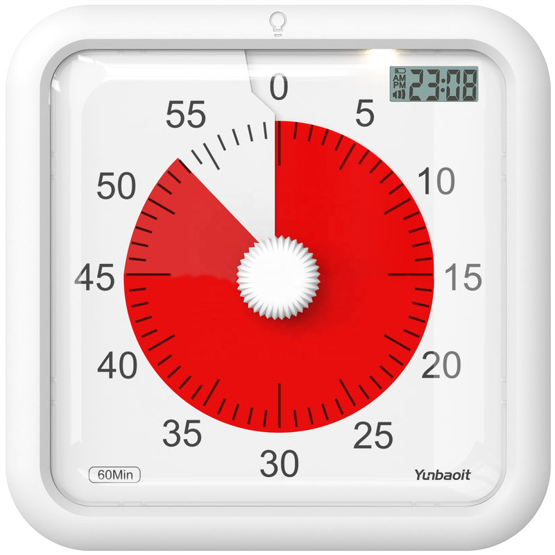 Visual Timer with red disc (160mm square) (Battery Operated)