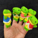 5 Little Frog Finger Puppets in waist coats