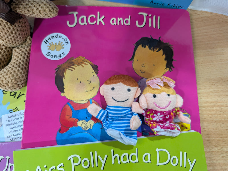 Auslan Nursery Rhyme board book and puppet mega set