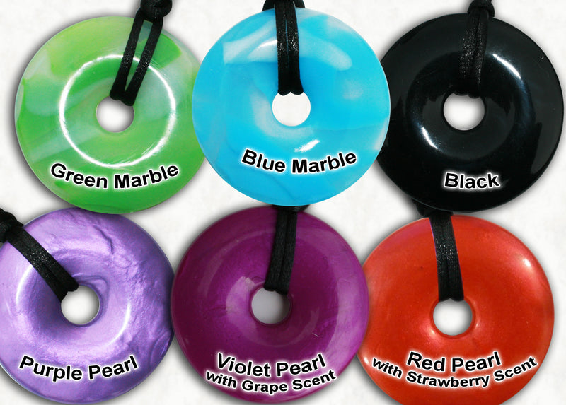 Chew Necklace : Set of 6 : 1 of each (Black, Blue Marble, Green Marble, Purple Pearl, Red Strawberry and Violet Grape)