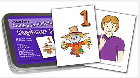 Auslan Flashcards - Beginner Numbers (1 to 10 and simple maths)