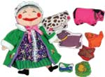 Old Woman Who Swallowed A Fly - Doll and 7 Bean filled animals