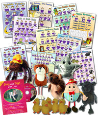 Nursery Rhyme Mega Set - 10 posters, 11 finger puppets, Plus DVD/CD package Sing and Sign with Lisa